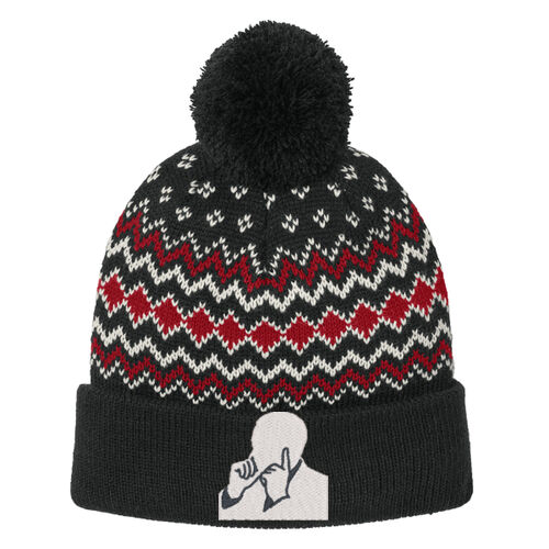 WDM Silhouette Embroidered Port Authority® Alpine Pom Beanie Thumbnail
