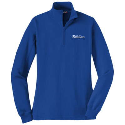 Bilalian Script Embroidered - Ladies 1/4 Zip Sweatshirt Thumbnail